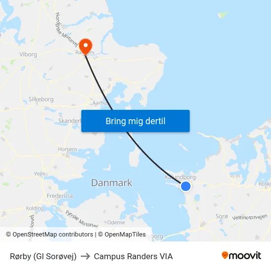 Rørby (Gl Sorøvej) to Campus Randers VIA map