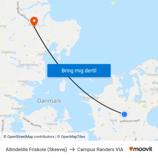 Allindelille Friskole (Skeevej) to Campus Randers VIA map