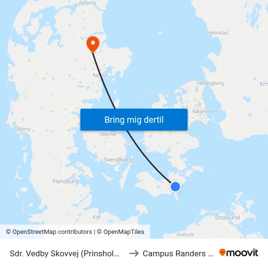 Sdr. Vedby Skovvej (Prinsholmvej) to Campus Randers VIA map