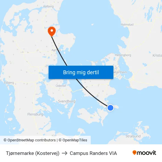 Tjørnemarke (Kostervej) to Campus Randers VIA map