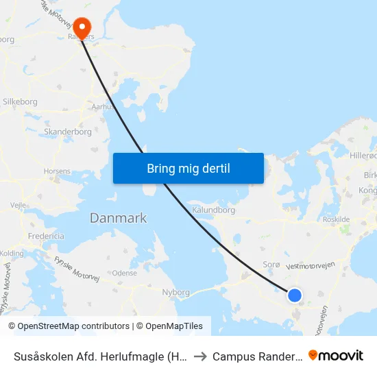Susåskolen Afd. Herlufmagle (Helgesvej) to Campus Randers VIA map