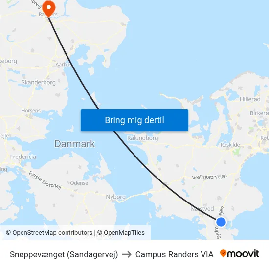 Sneppevænget (Sandagervej) to Campus Randers VIA map