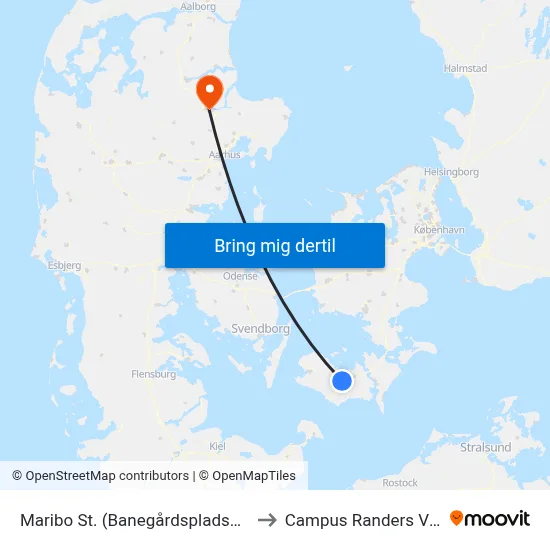 Maribo St. (Banegårdspladsen) to Campus Randers VIA map