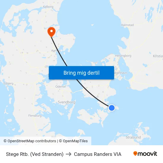 Stege Rtb. (Ved Stranden) to Campus Randers VIA map