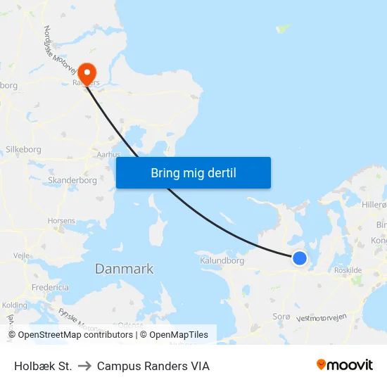 Holbæk St. to Campus Randers VIA map
