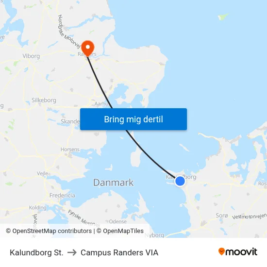Kalundborg St. to Campus Randers VIA map