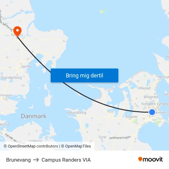 Brunevang to Campus Randers VIA map