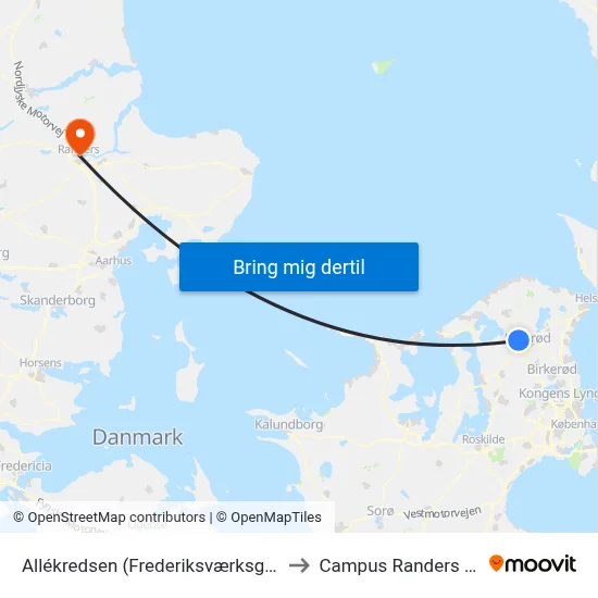 Allékredsen (Frederiksværksgade) to Campus Randers VIA map