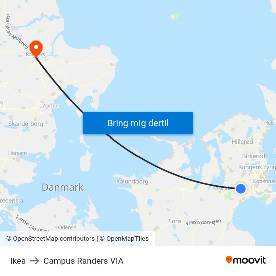 Ikea to Campus Randers VIA map
