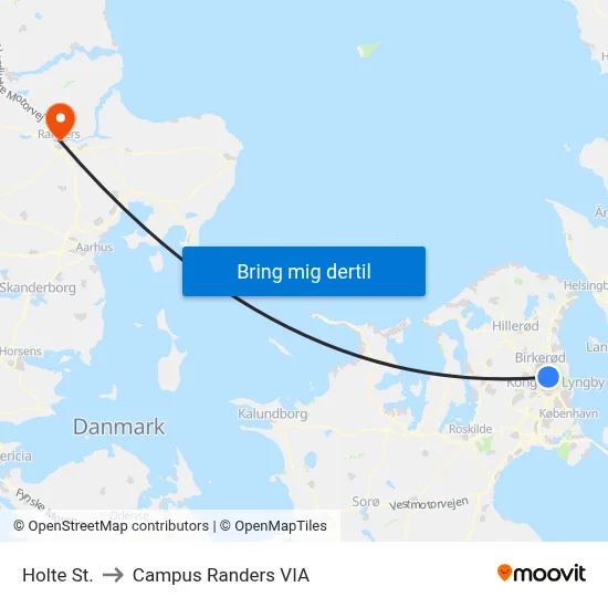 Holte St. to Campus Randers VIA map