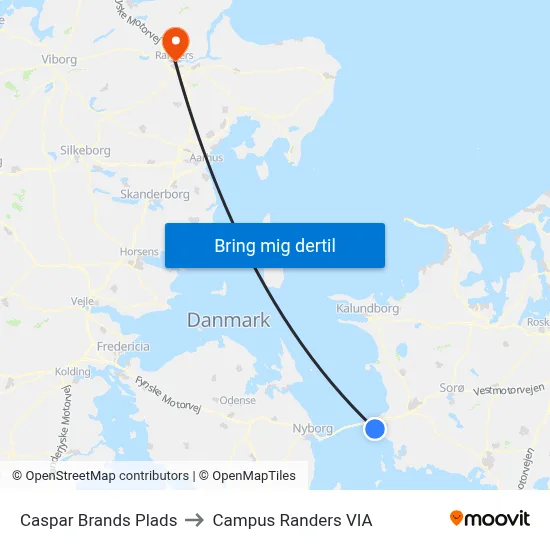 Caspar Brands Plads to Campus Randers VIA map