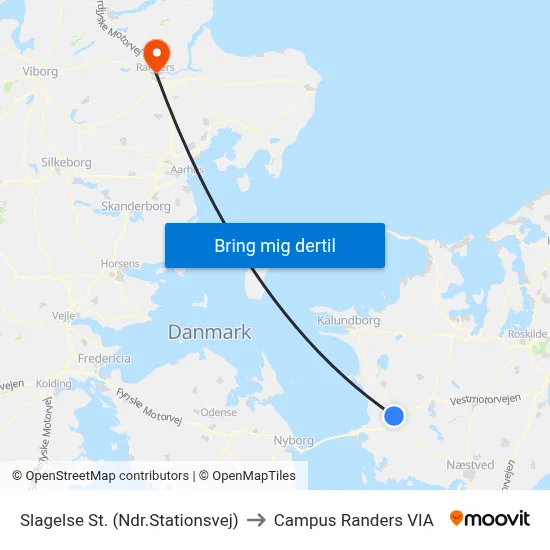 Slagelse St. (Ndr.Stationsvej) to Campus Randers VIA map