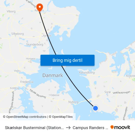 Skælskør Busterminal (Stationsvej) to Campus Randers VIA map