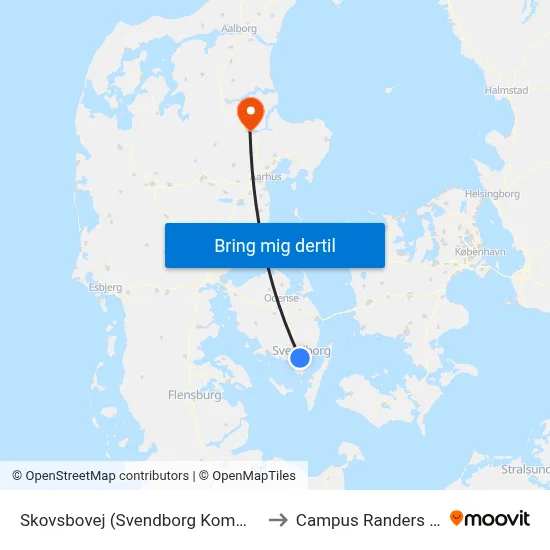 Skovsbovej (Svendborg Kommune) to Campus Randers VIA map
