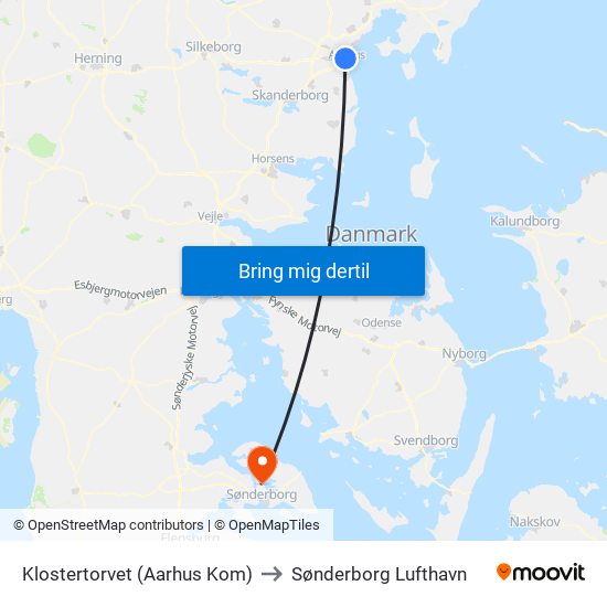 Klostertorvet (Aarhus Kom) to Sønderborg Lufthavn map