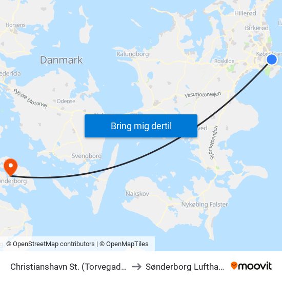 Christianshavn St. (Torvegade) to Sønderborg Lufthavn map