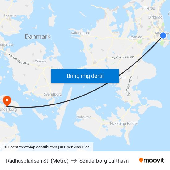 Rådhuspladsen St. (Metro) to Sønderborg Lufthavn map