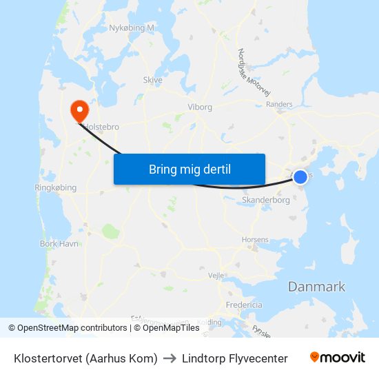 Klostertorvet (Aarhus Kom) to Lindtorp Flyvecenter map