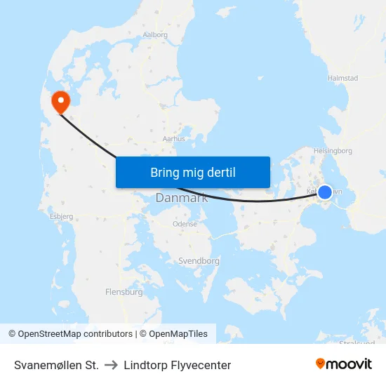 Svanemøllen St. to Lindtorp Flyvecenter map