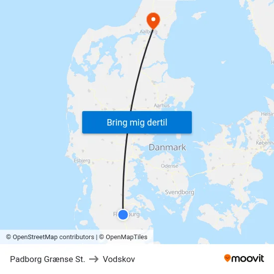 Padborg Grænse St. to Vodskov map