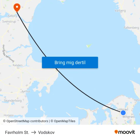 Favrholm St. to Vodskov map