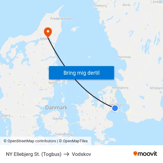 NY Ellebjerg St. (Togbus) to Vodskov map