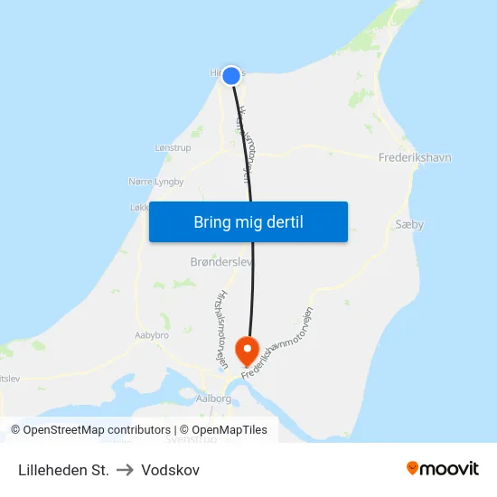 Lilleheden St. to Vodskov map
