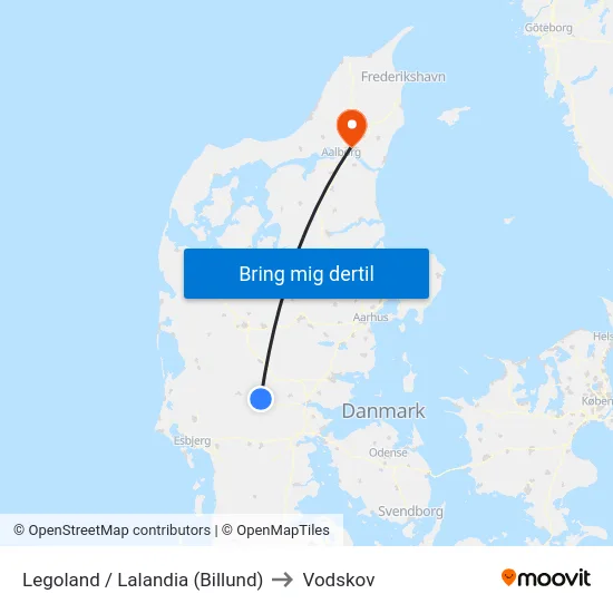 Legoland / Lalandia (Billund) to Vodskov map