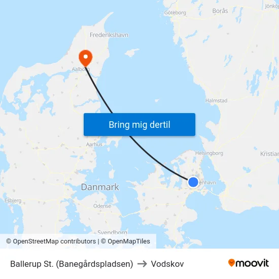 Ballerup St. (Banegårdspladsen) to Vodskov map