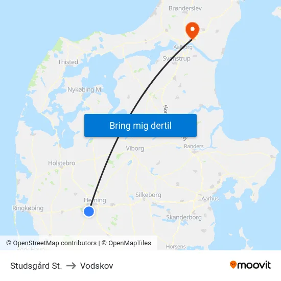 Studsgård St. to Vodskov map