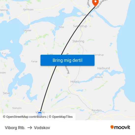 Viborg Rtb. to Vodskov map