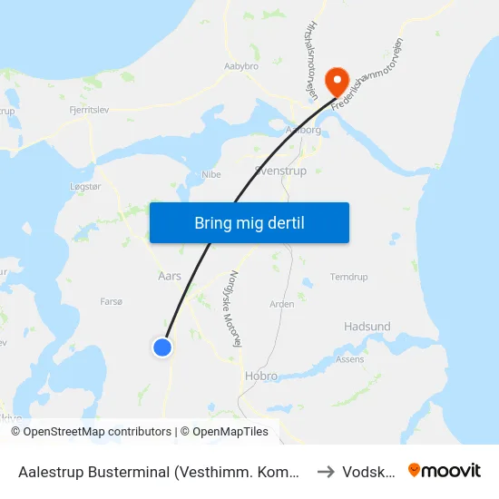 Aalestrup Busterminal (Vesthimm. Komm.) to Vodskov map