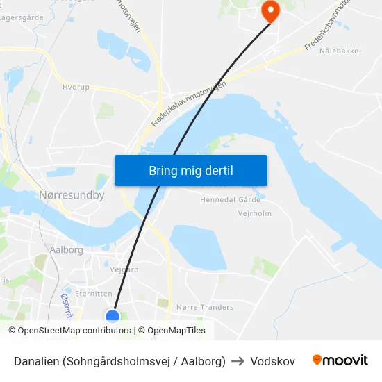 Danalien (Sohngårdsholmsvej / Aalborg) to Vodskov map