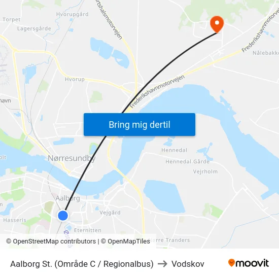 Aalborg St. (Område C / Regionalbus) to Vodskov map