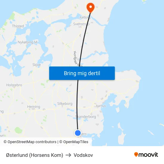 Østerlund (Horsens Kom) to Vodskov map