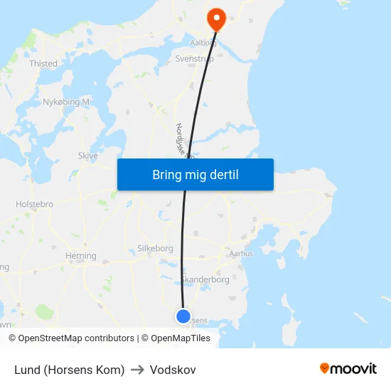 Lund (Horsens Kom) to Vodskov map