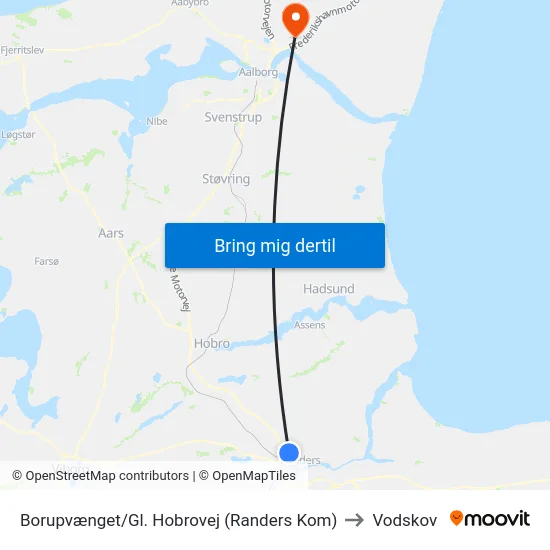 Borupvænget/Gl. Hobrovej (Randers Kom) to Vodskov map