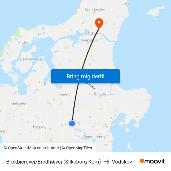 Brokbjergvej/Bredhøjvej (Silkeborg Kom) to Vodskov map