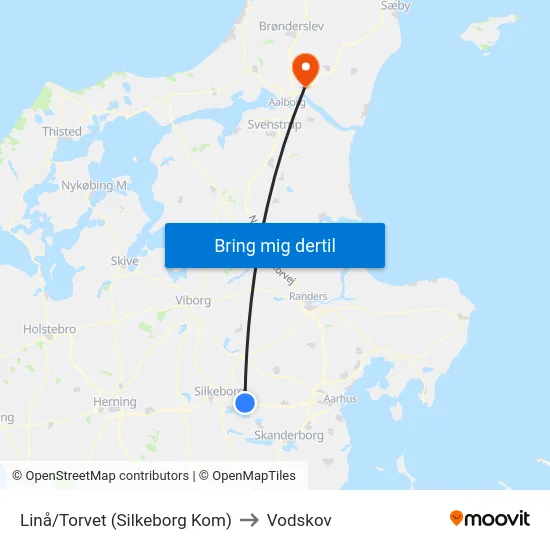 Linå/Torvet (Silkeborg Kom) to Vodskov map