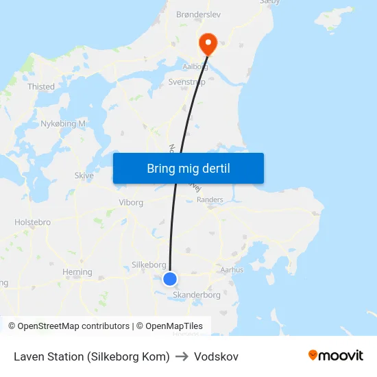 Laven Station (Silkeborg Kom) to Vodskov map