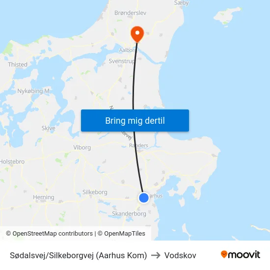 Sødalsvej/Silkeborgvej (Aarhus Kom) to Vodskov map