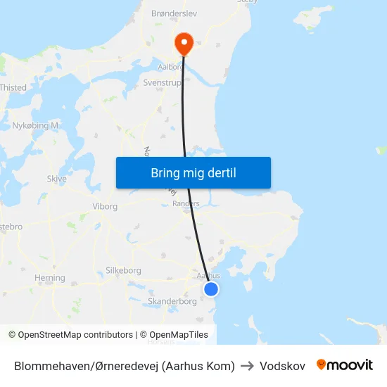 Blommehaven/Ørneredevej (Aarhus Kom) to Vodskov map