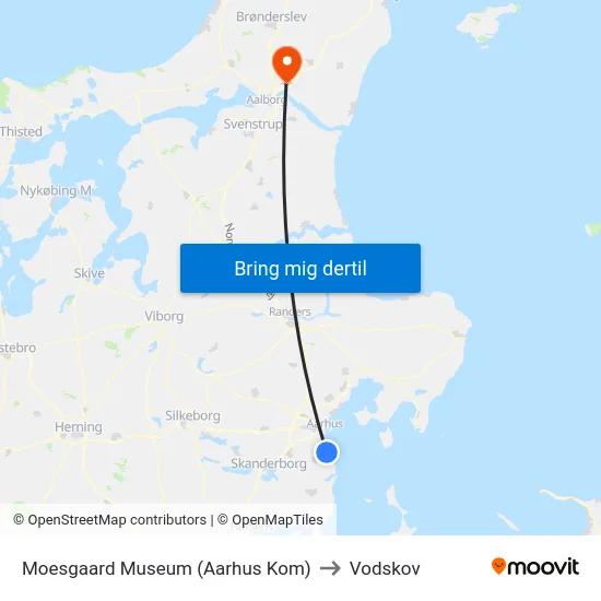 Moesgaard Museum (Aarhus Kom) to Vodskov map