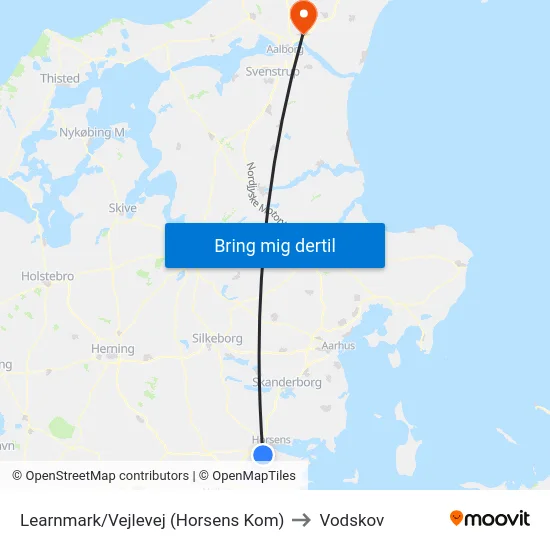 Learnmark/Vejlevej (Horsens Kom) to Vodskov map