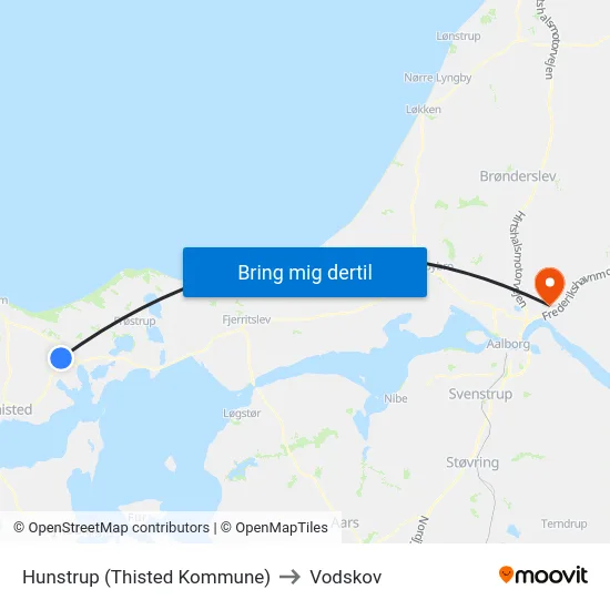 Hunstrup (Thisted Kommune) to Vodskov map