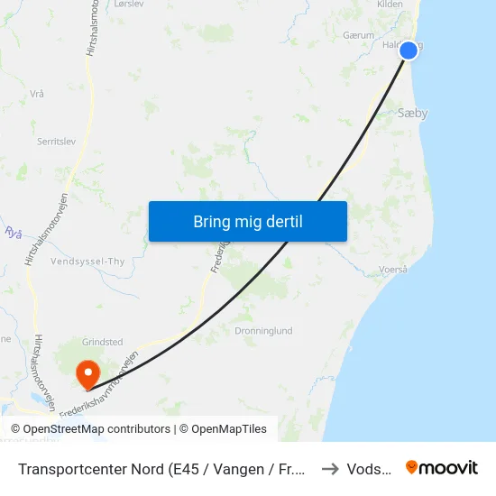 Transportcenter Nord (E45 / Vangen / Fr.Havn K.) to Vodskov map