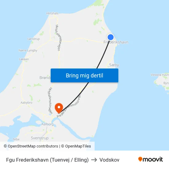 Fgu Frederikshavn (Tuenvej / Elling) to Vodskov map