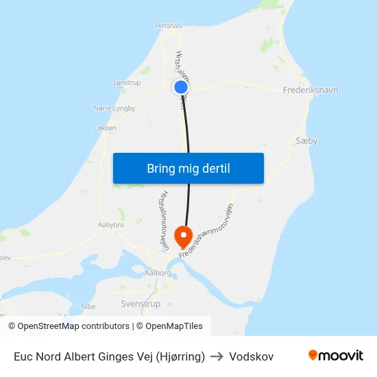 Euc Nord Albert Ginges Vej (Hjørring) to Vodskov map
