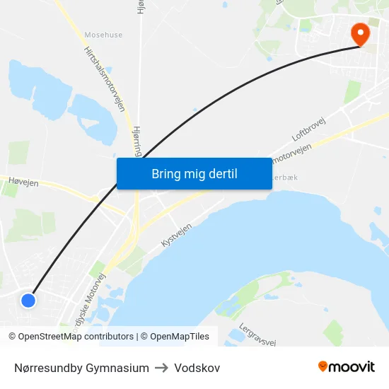 Nørresundby Gymnasium to Vodskov map