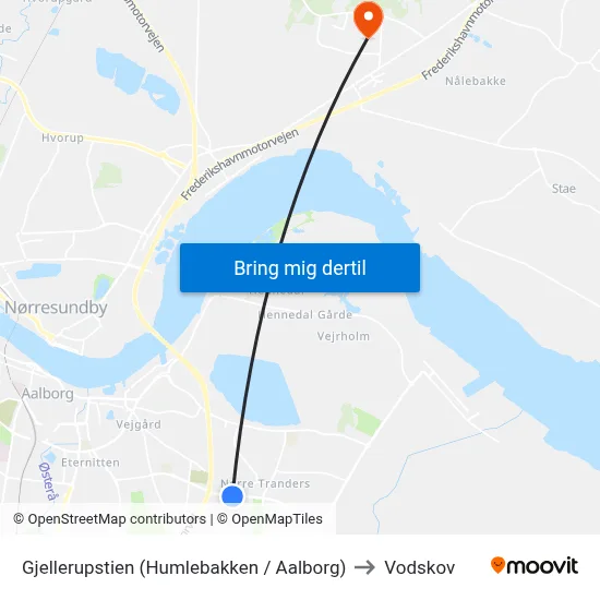 Gjellerupstien (Humlebakken / Aalborg) to Vodskov map
